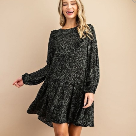 Leopard Printed Long Sleeve Ruffle Dress 🐆 👗 NWT - Picture 2 of 7